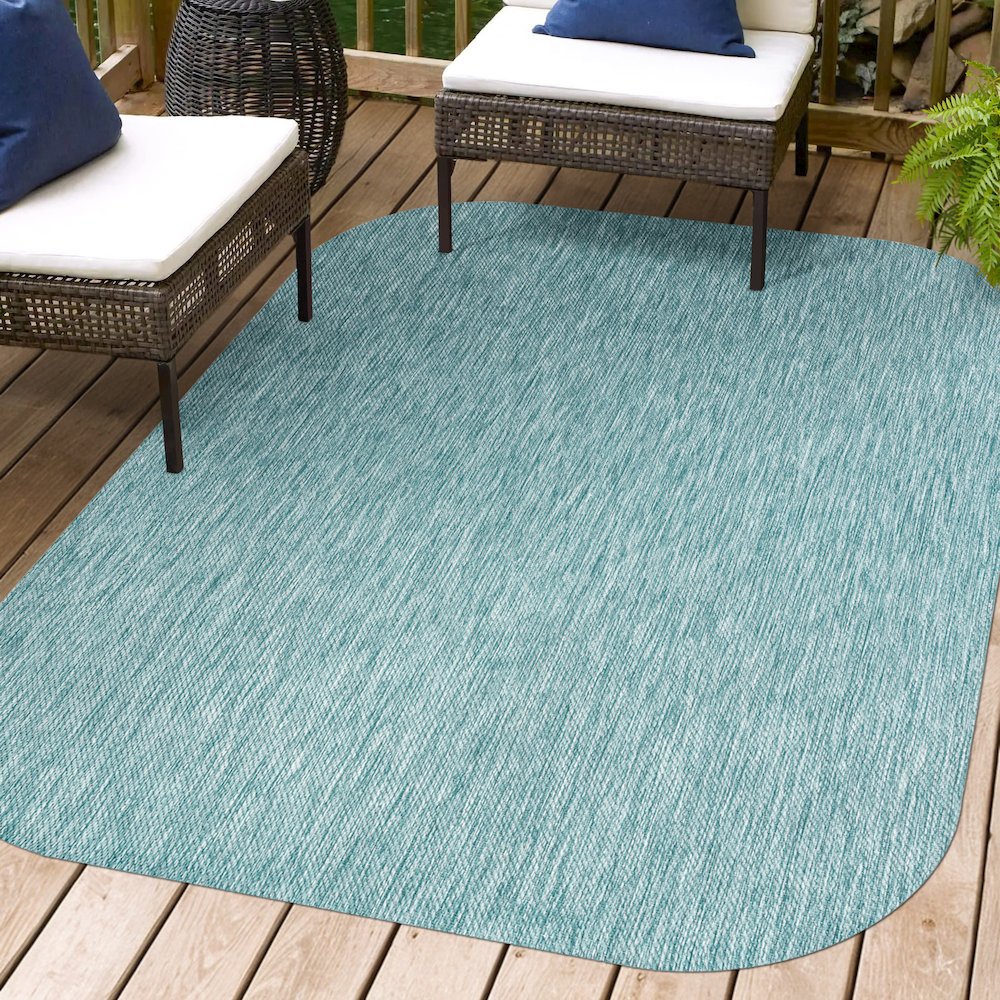 Miles Modern Minimalist Radius Corner SolidIndoor/Outdoor Shaped  Rug