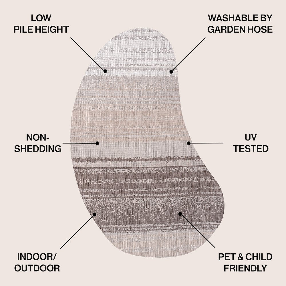 Evan Modern Rustic Organic CurveIndoor/Outdoor Shaped  Rug