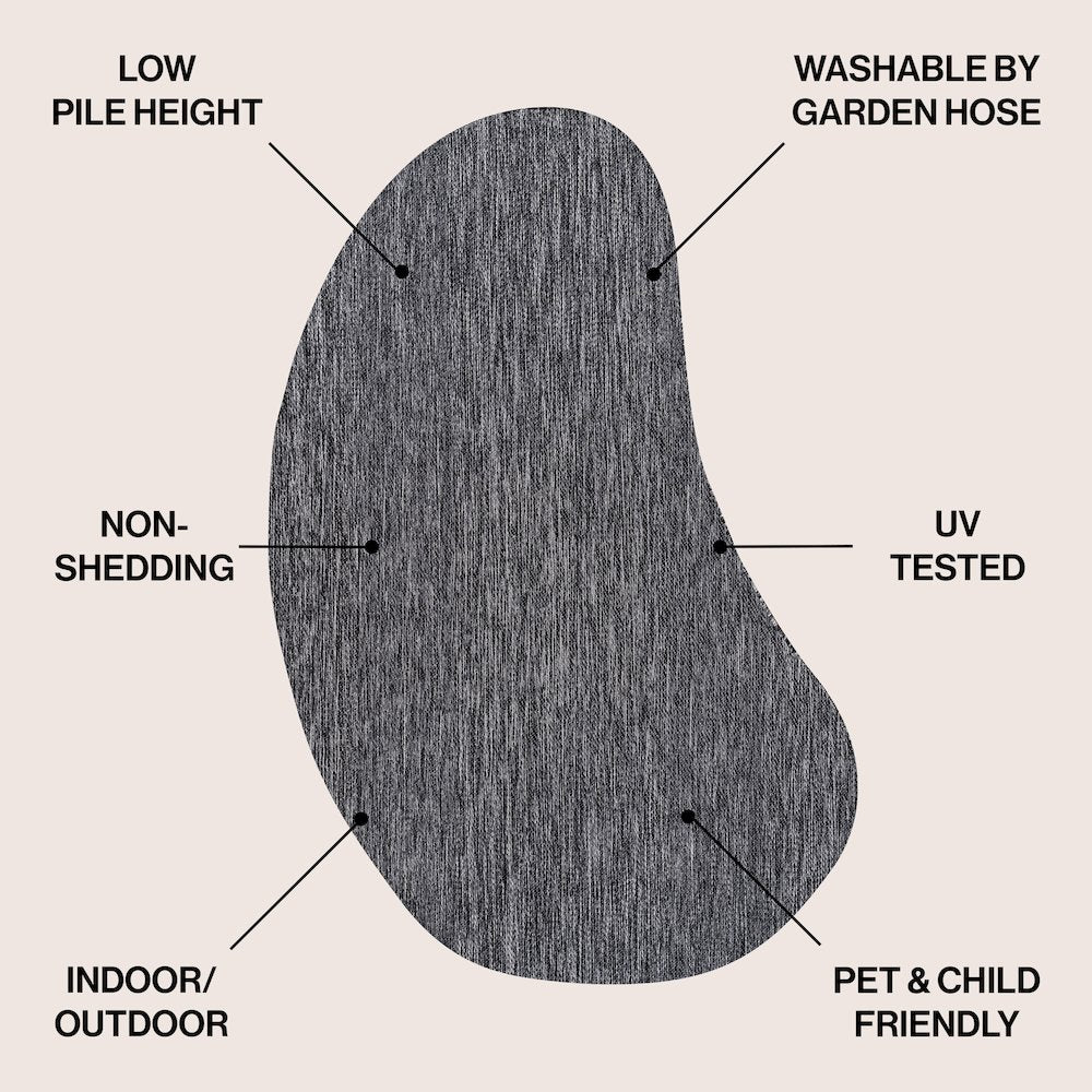 Evan Modern Rustic Organic Curve DarkIndoor/Outdoor Shaped  Rug