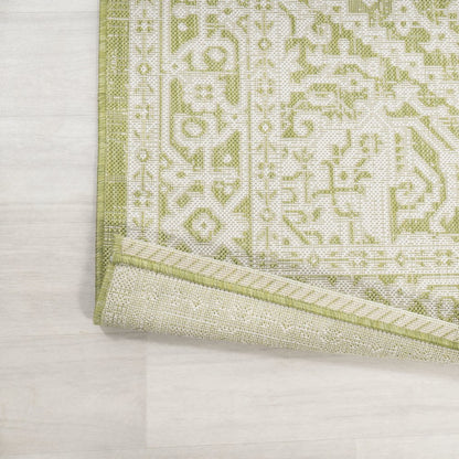 Sinjuri Medallion Textured Weave Indoor/Outdoor Area Rug