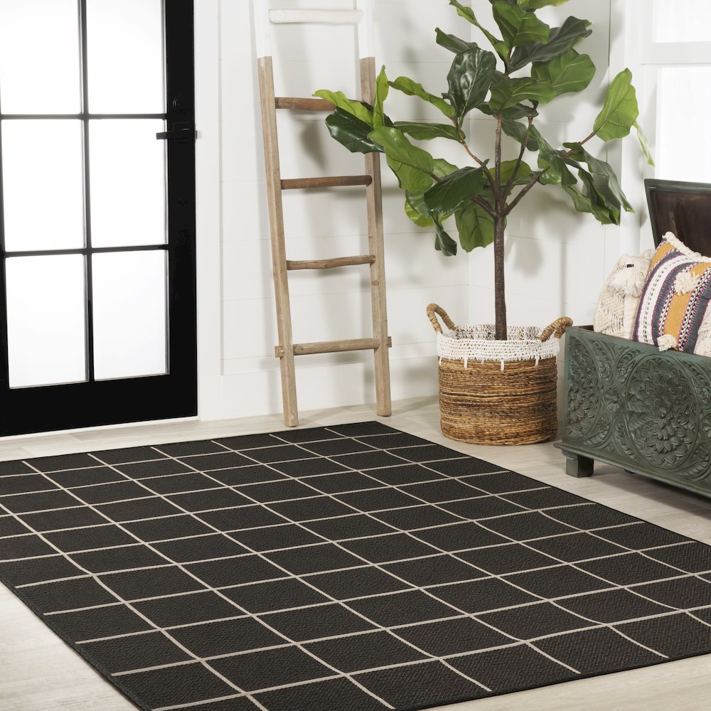 Grid Modern Squares Indoor/Outdoor Area Rug