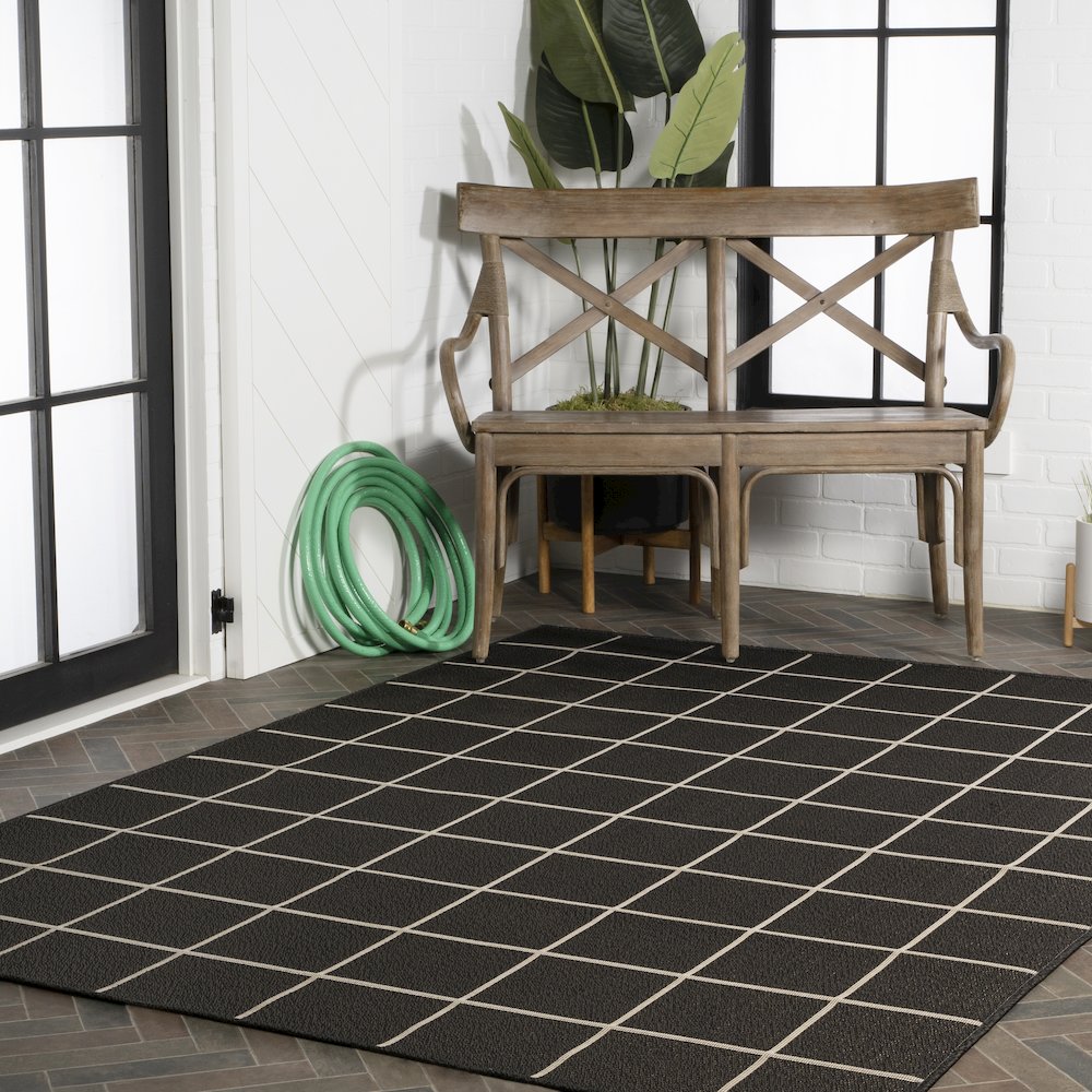 Grid Modern Squares Indoor/Outdoor Area Rug