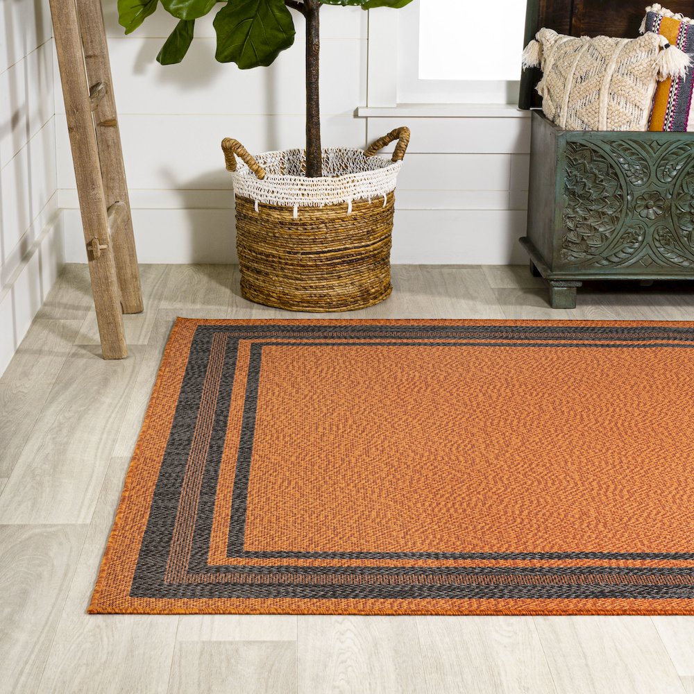 James Modern Border Stripe Indoor/Outdoor Area Rug