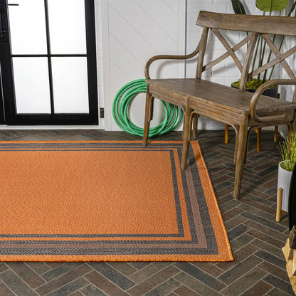 James Modern Border Stripe Indoor/Outdoor Area Rug