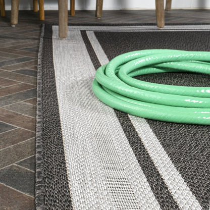James Modern Border Stripe Indoor/Outdoor Area Rug