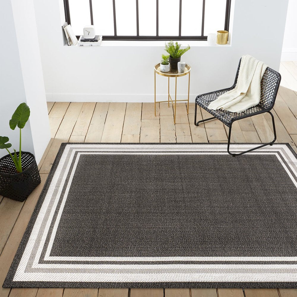 James Modern Border Stripe Indoor/Outdoor Area Rug
