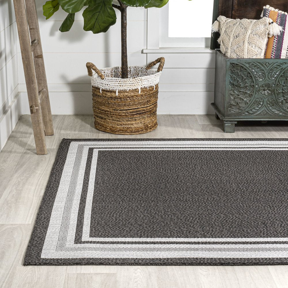 James Modern Border Stripe Indoor/Outdoor Area Rug