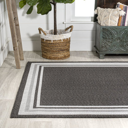 James Modern Border Stripe Indoor/Outdoor Area Rug