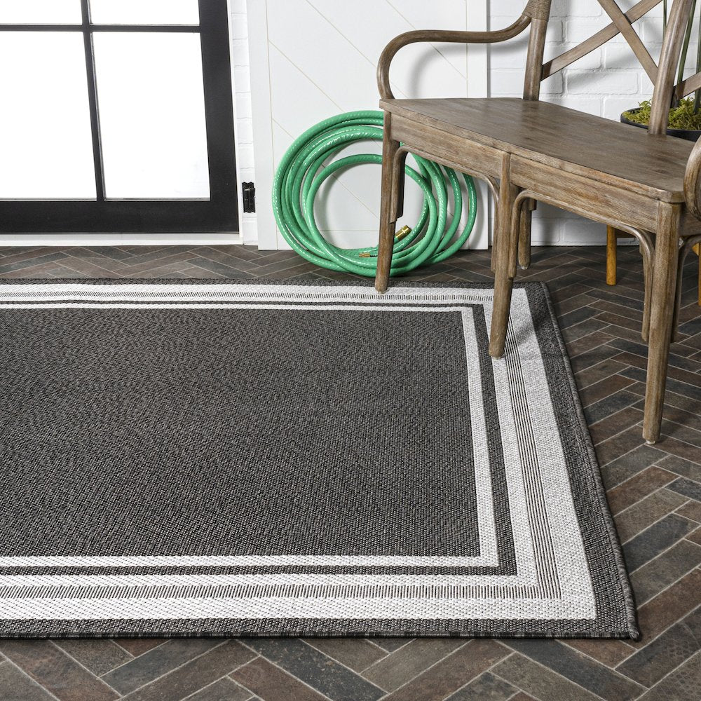 James Modern Border Stripe Indoor/Outdoor Area Rug