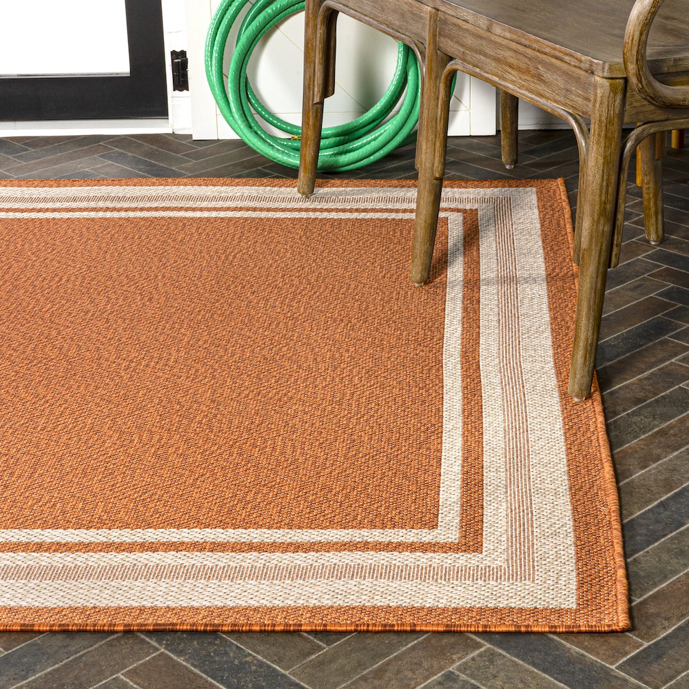 James Modern Border Stripe Indoor/Outdoor Area Rug