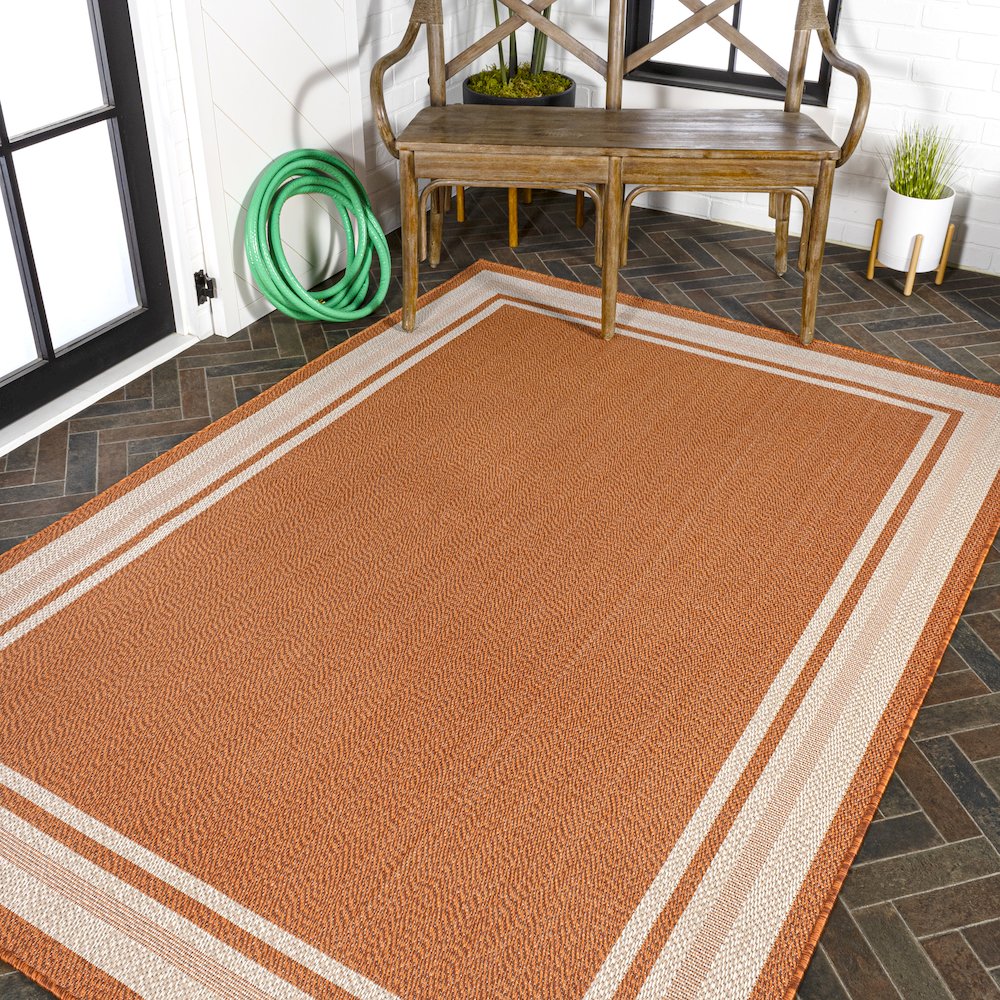 James Modern Border Stripe Indoor/Outdoor Area Rug