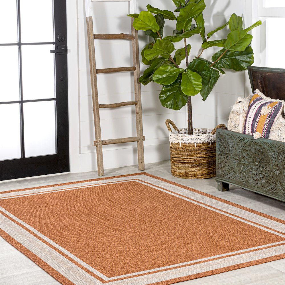 James Modern Border Stripe Indoor/Outdoor Area Rug