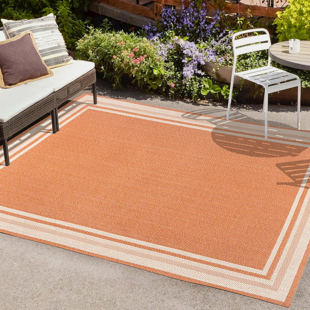 James Modern Border Stripe Indoor/Outdoor Area Rug