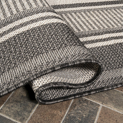 Haynes Modern Double Stripe Indoor/Outdoor Area Rug