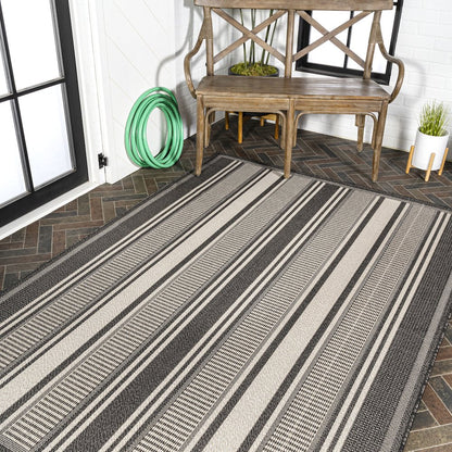Haynes Modern Double Stripe Indoor/Outdoor Area Rug