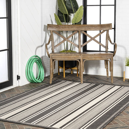 Haynes Modern Double Stripe Indoor/Outdoor Area Rug
