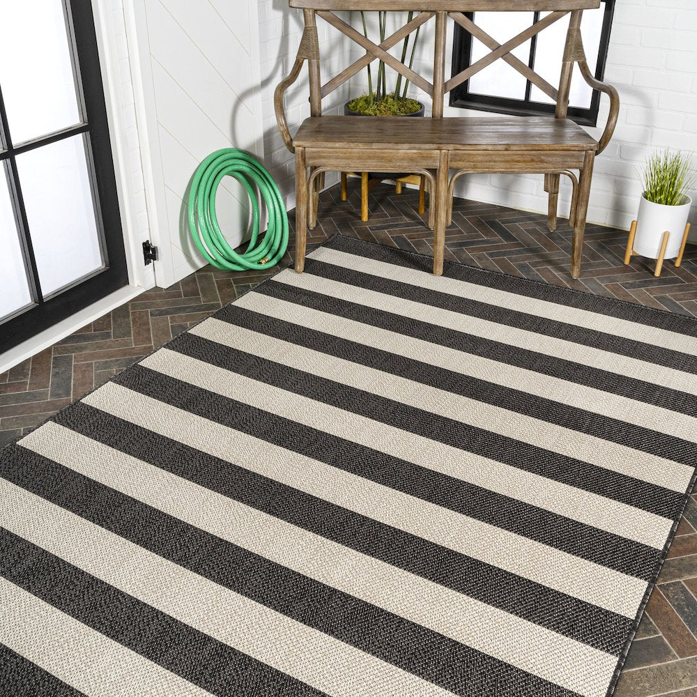 Negril Two Tone Wide Stripe Indoor/Outdoor Area Rug