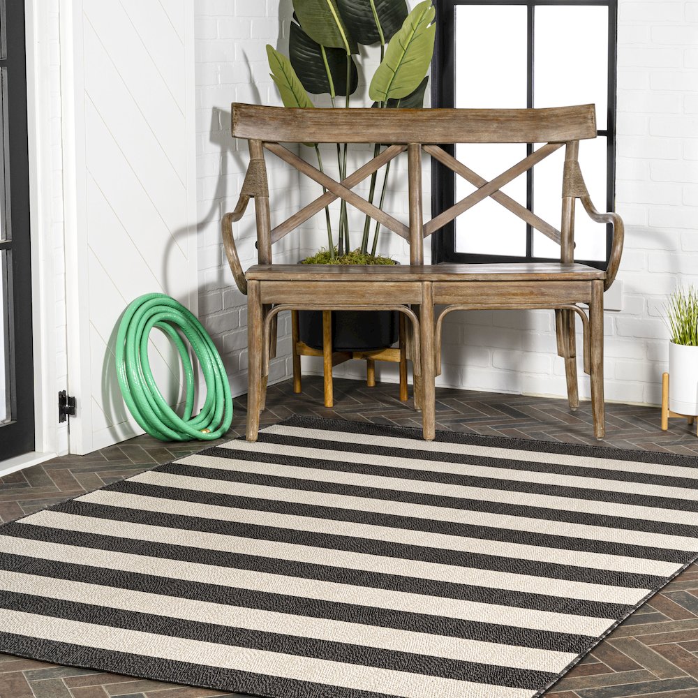 Negril Two Tone Wide Stripe Indoor/Outdoor Area Rug