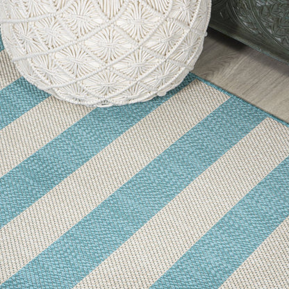 Negril Two Tone Wide Stripe Indoor/Outdoor Area Rug