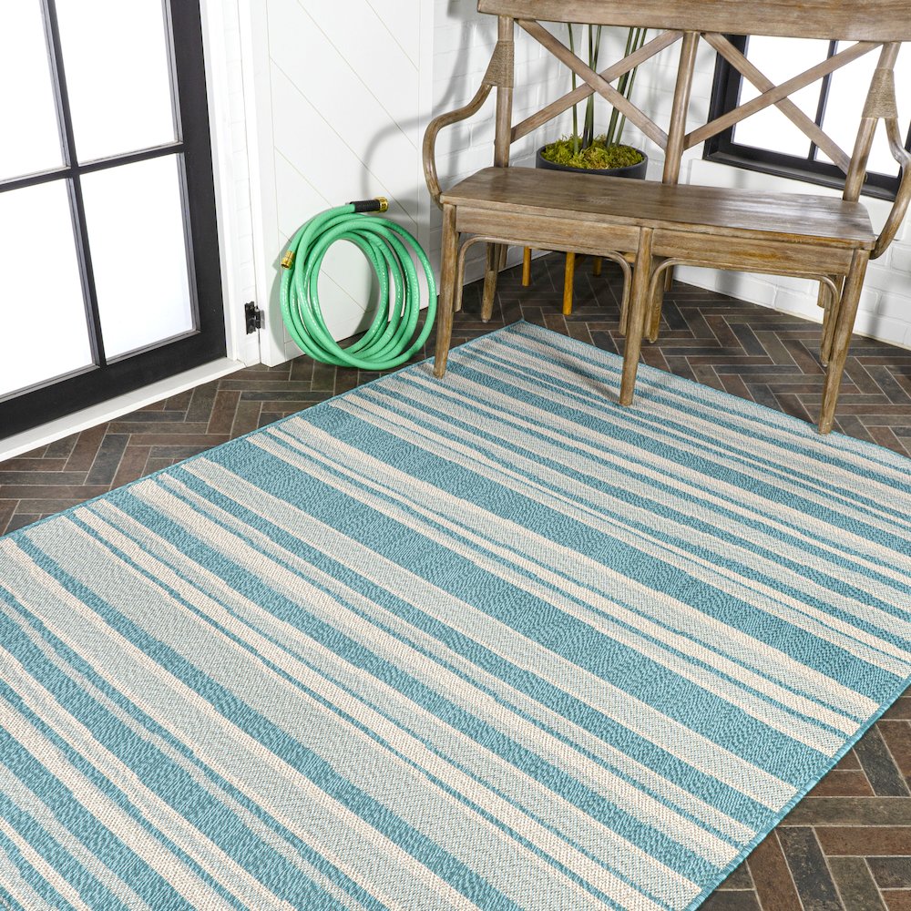 Castara Wavy Stripe Modern Indoor/Outdoor Area Rug