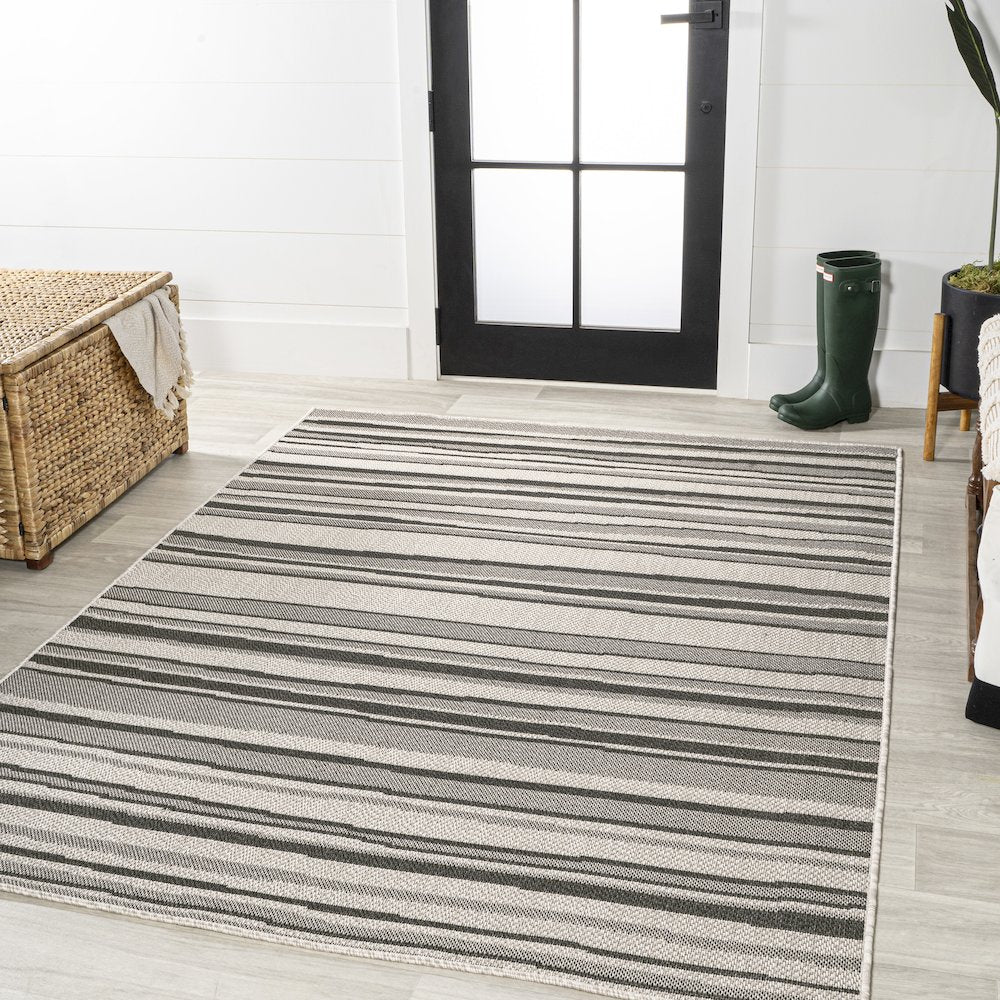 Castara Wavy Stripe Modern Indoor/Outdoor Area Rug