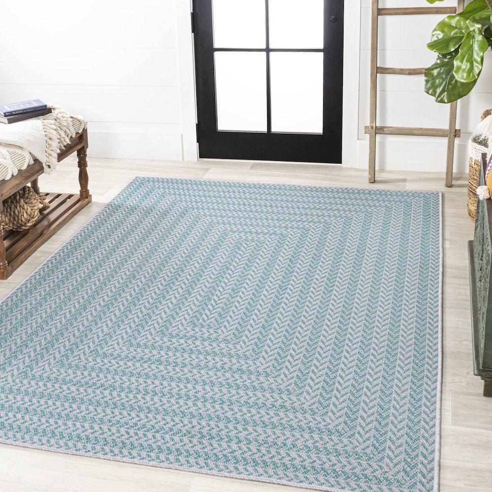 Chevron Modern Concentric Squares Indoor/Outdoor Area Rug