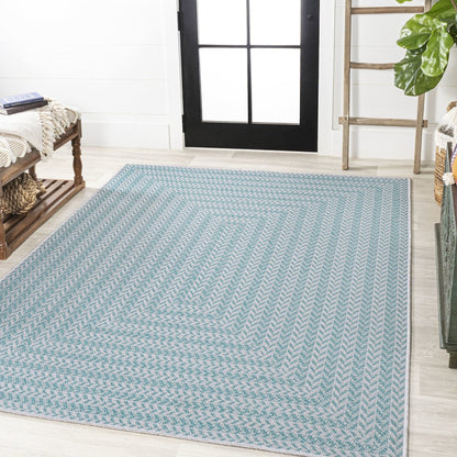 Chevron Modern Concentric Squares Indoor/Outdoor Area Rug
