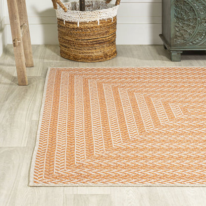 Chevron Modern Concentric Squares Indoor/Outdoor Area Rug