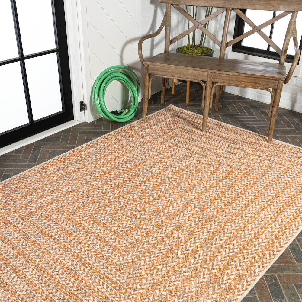 Chevron Modern Concentric Squares Indoor/Outdoor Area Rug