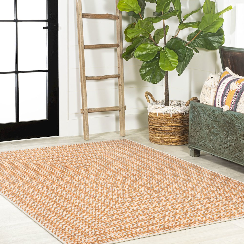 Chevron Modern Concentric Squares Indoor/Outdoor Area Rug