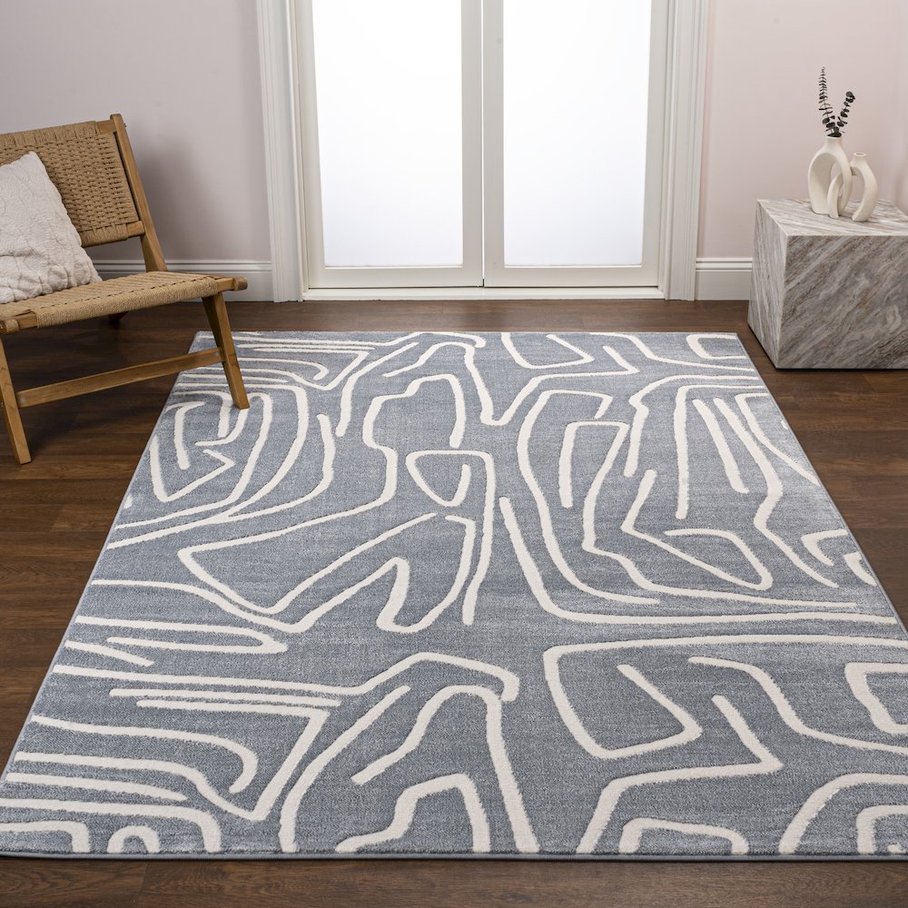 Alcina Modern Scandinavian Graphic Lines High-Low Area Rug