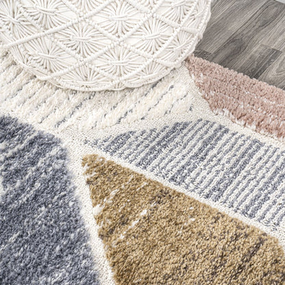 Aileen Geometric Scandi Colorblock Carved Area Rug