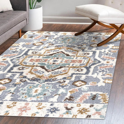 Aziza Persian Medallion High-Low Area Rug
