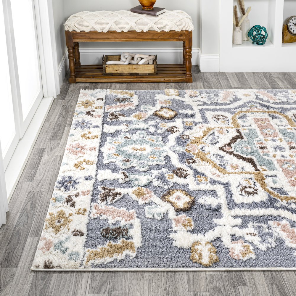 Aziza Persian Medallion High-Low Area Rug