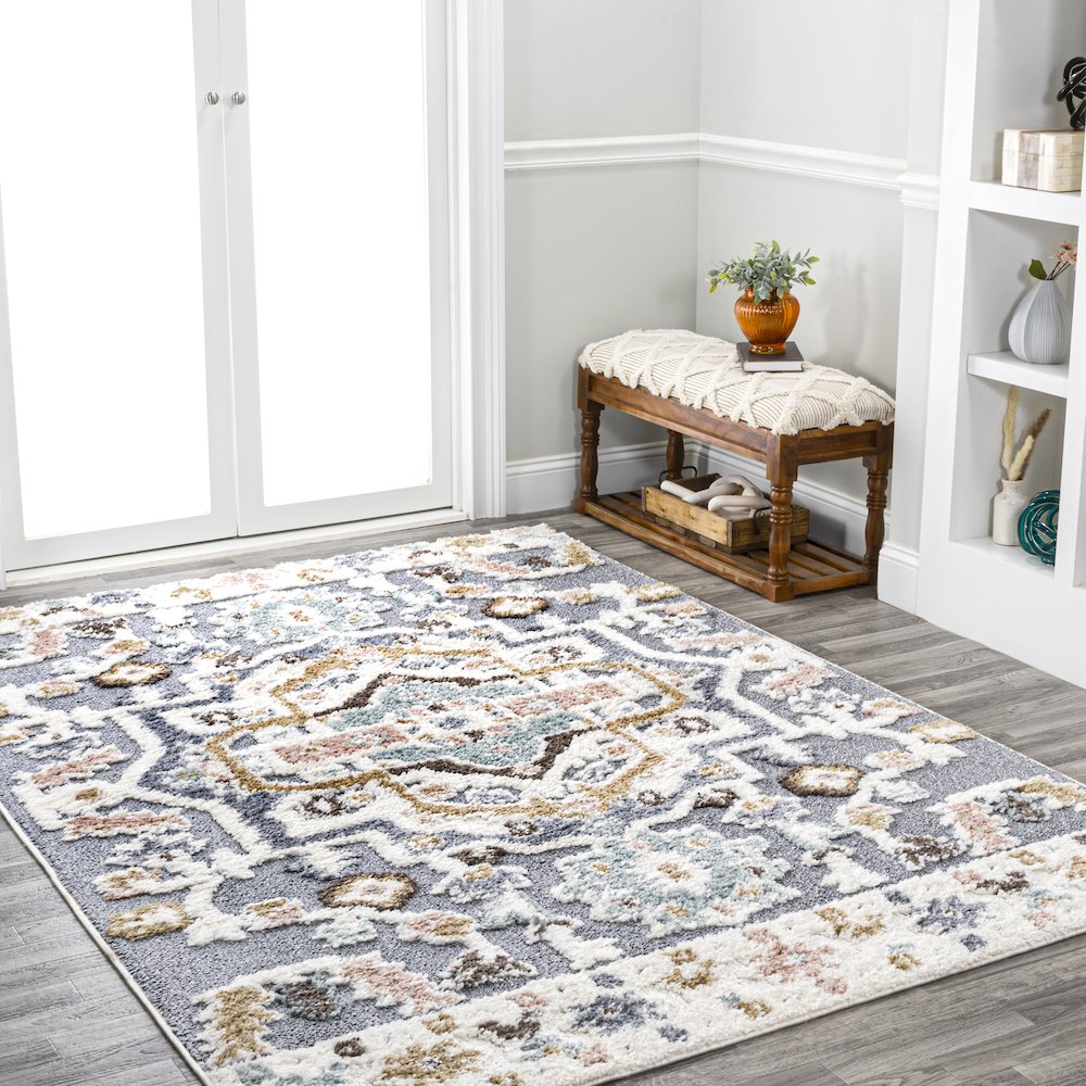 Aziza Persian Medallion High-Low Area Rug