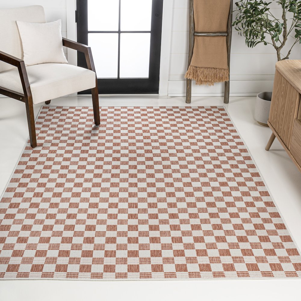 Aimee Traditional Cottage Checkerboard Indoor/Outdoor Area Rug
