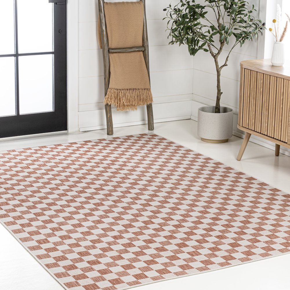 Aimee Traditional Cottage Checkerboard Indoor/Outdoor Area Rug
