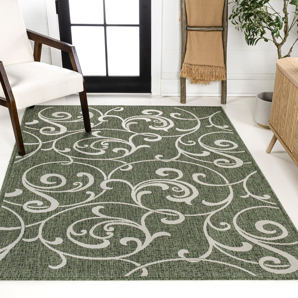Maribel Traditional Classic All-Over Scroll Indoor/Outdoor Area Rug
