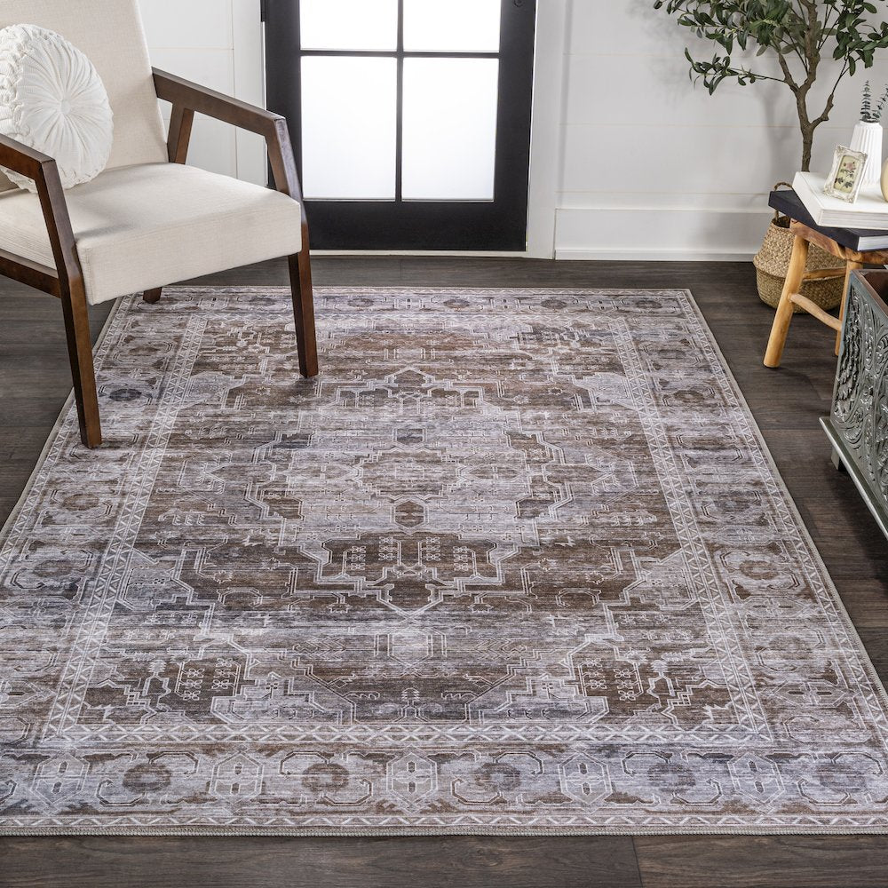 Alanya Ornate Medallion Machine-Washable Area Rug