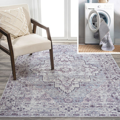 Didim Boho Gray Medallion Washable Indoor/Outdoor Area Rug