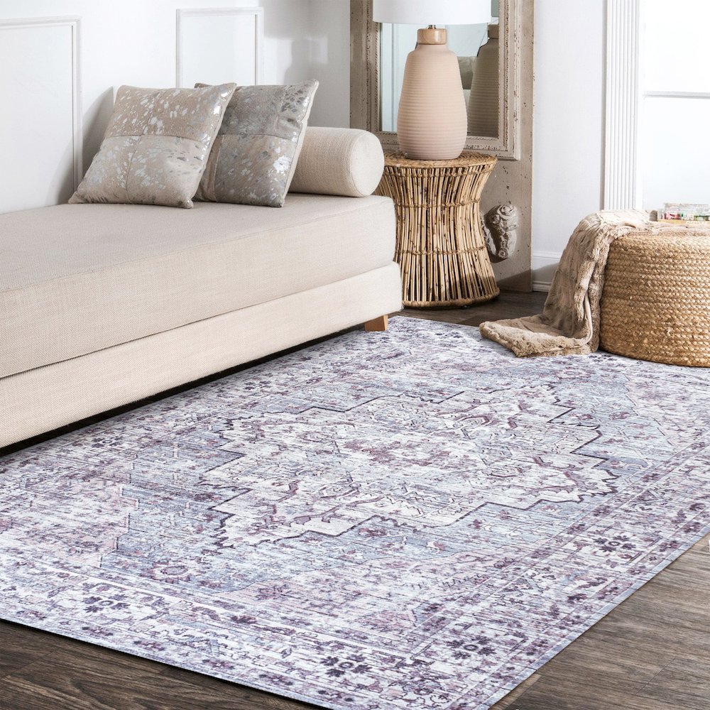 Didim Boho Gray Medallion Washable Indoor/Outdoor Area Rug