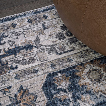 Didim Boho Gray Medallion Machine-Washable Area Rug