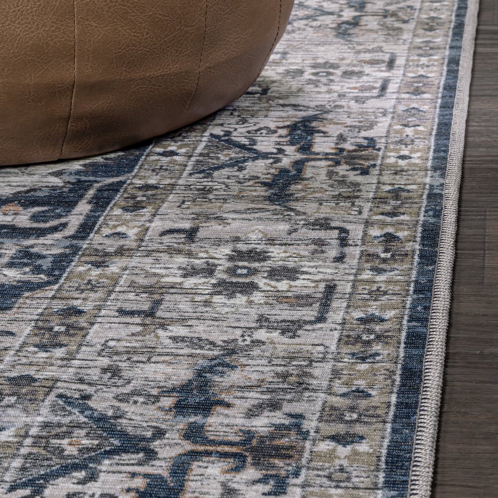 Didim Boho Gray Medallion Machine-Washable Area Rug