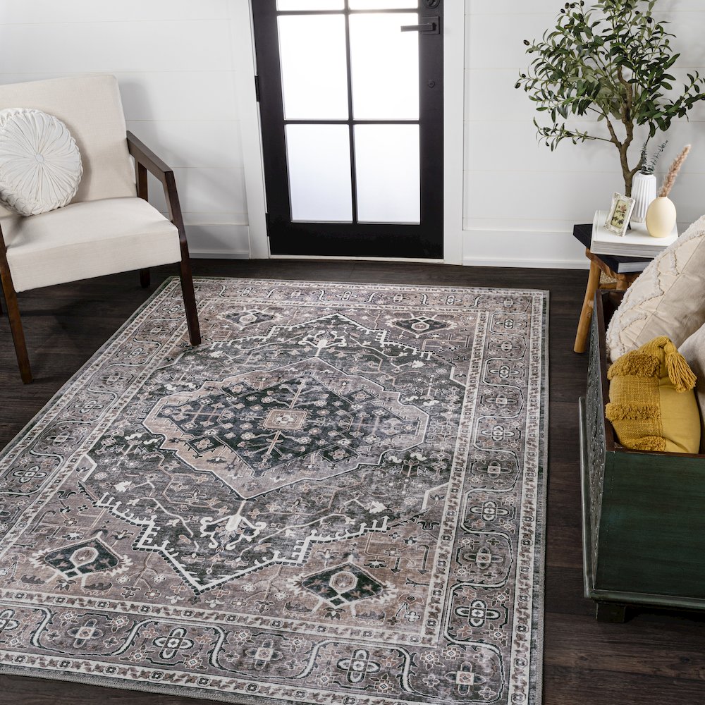 Alacati Ogee Medallion Machine-Washable Area Rug