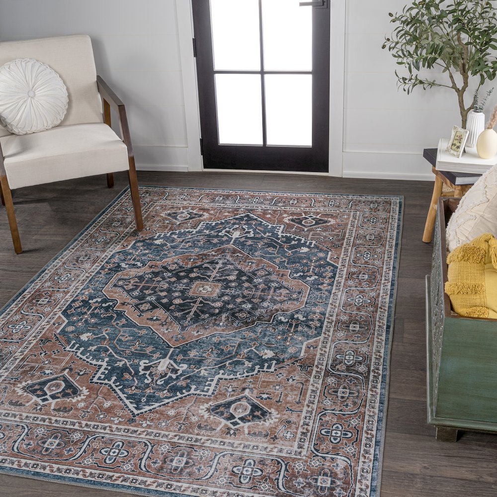 Alacati Ogee Medallion Machine-Washable Area Rug
