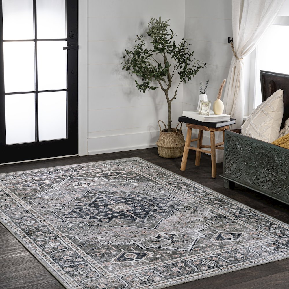 Alacati Ogee Medallion Machine-Washable Area Rug