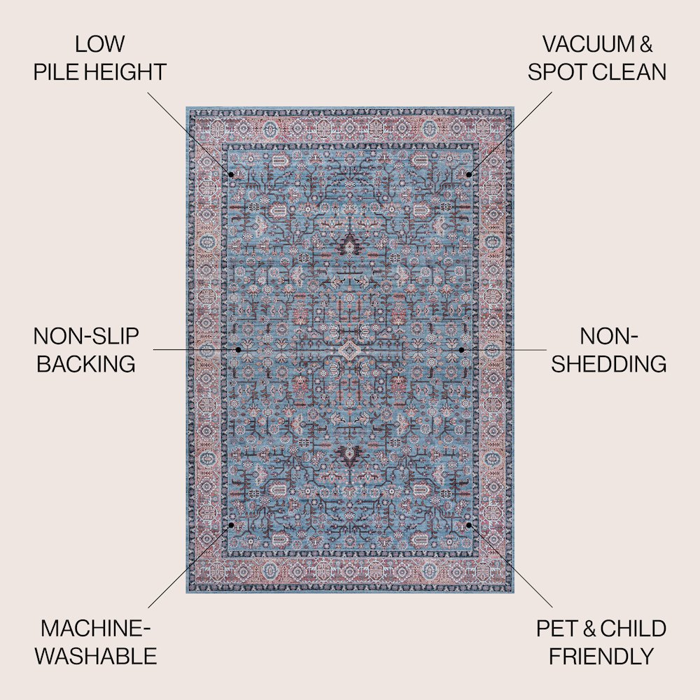 Kemer All-Over Persian Machine-Washable Area Rug