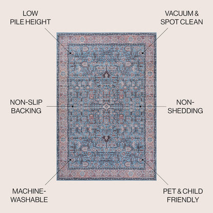 Kemer All-Over Persian Machine-Washable Area Rug