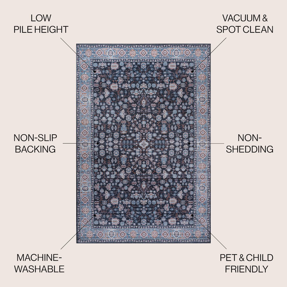 Kemer All-Over Persian Machine-Washable Area Rug