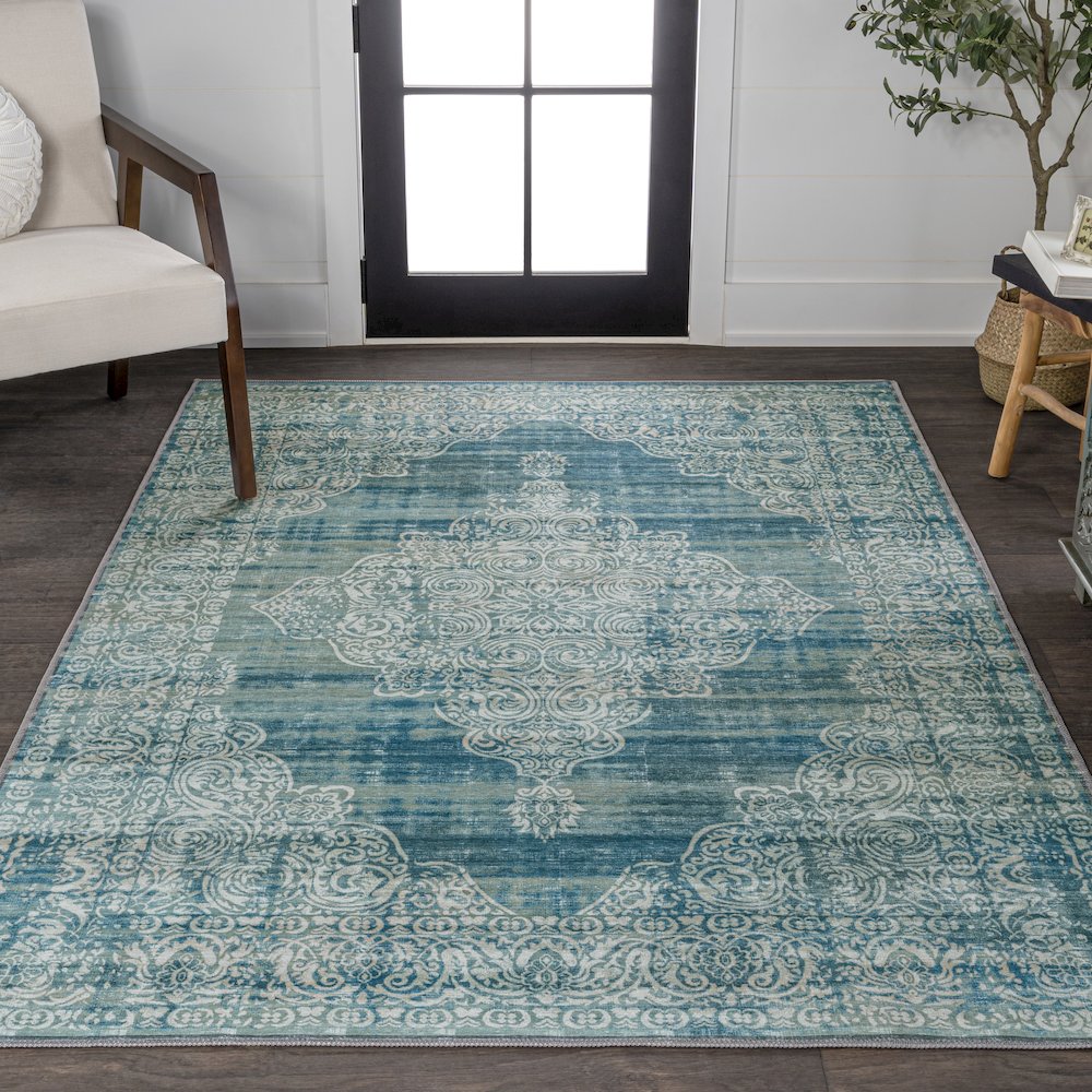 Regis Bohemian Medallion Machine-Washable Area Rug